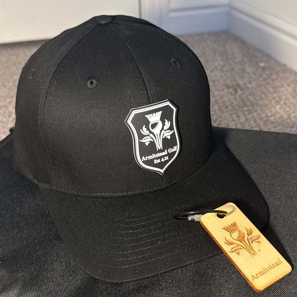 Armitstead Golf Black Flex Fit Golf Hat with Shield Logo